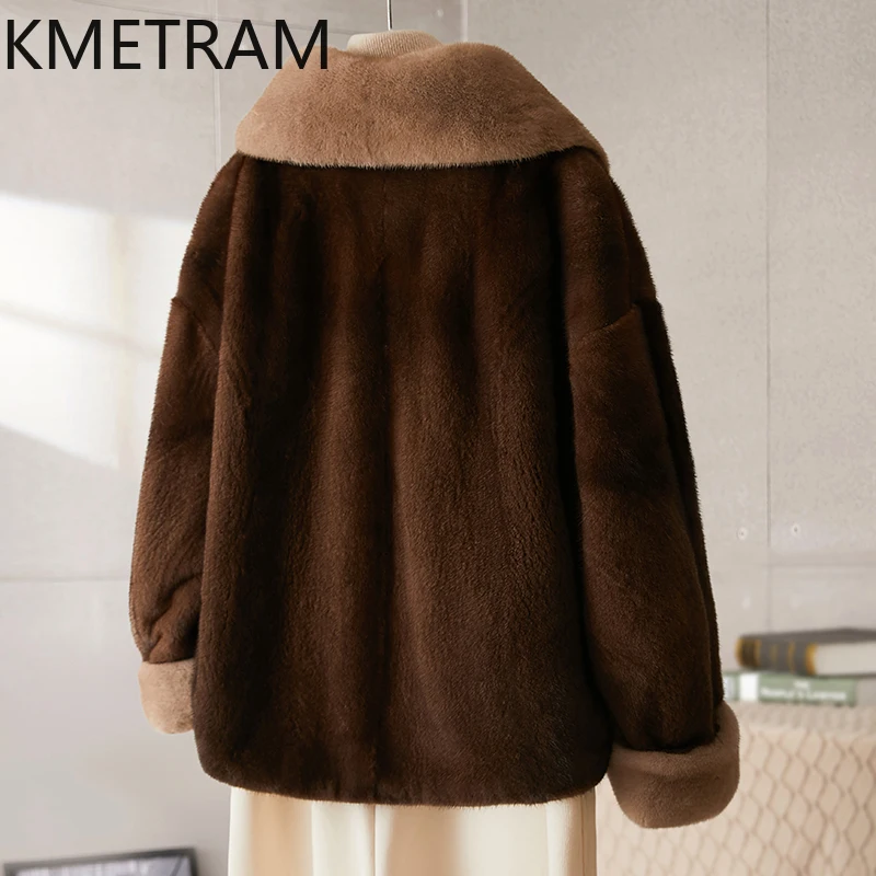 سترة نسائية فاخرة من فرو المنك بالكامل لعام 100% معطف فرو حقيقي قصير ملابس شتوية للنساء جديد في ملابس خارجية 2025элсо phimško
