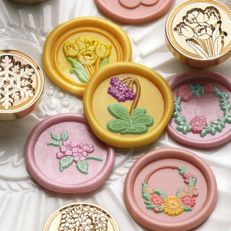Neue Siegel Wachs Stempel Kopf Blume Pflanzen muster Versiegelung stempel Kupfer kopf Festival