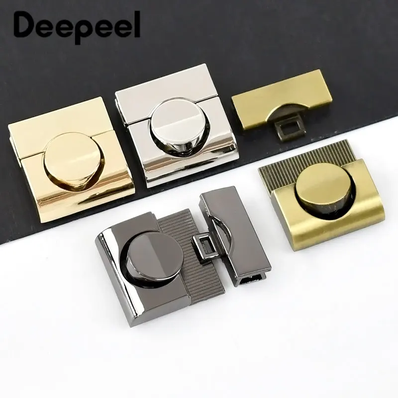 2/5Pcs 33mm Metal Bag Lock Buckle Square Snap Clasp Women Handbag Purse Closure Turn Twist Locks DIY Repair Hardware Accessories