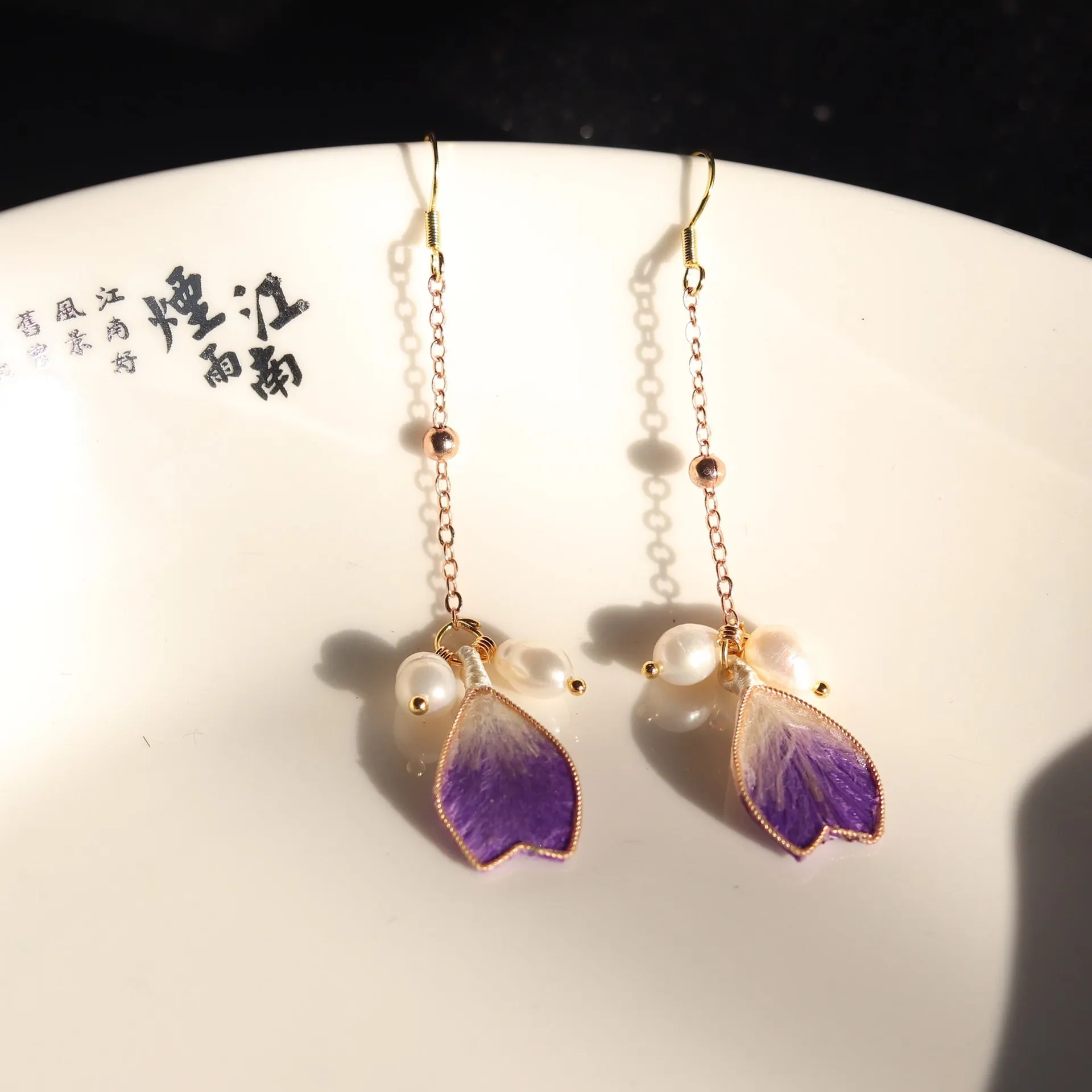 

Ancient silk velvet earrings, pearl earrings, simple daily cheongsam Hanfu accessories