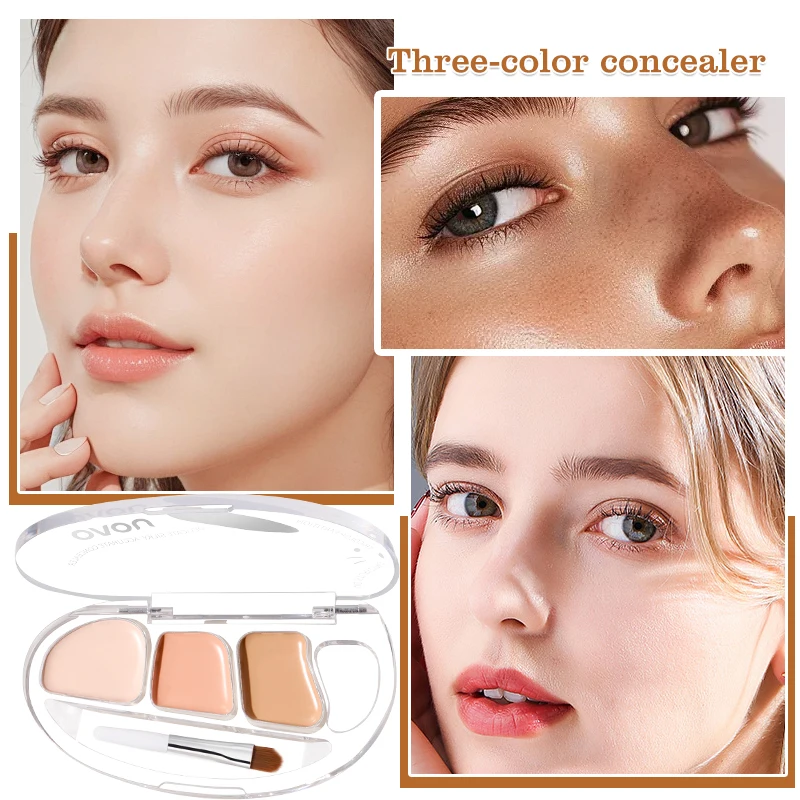 คอนซีลเลอร์พาเลท 3-in-1 กันน้ํา ติดทนนาน ปิดจุดด่างดํา ปรับสีผิวให้กระจ่างใส ครอบคลุมปานกลางถึงสูง