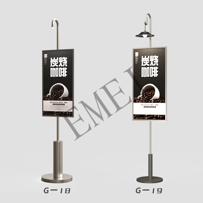 Présentoir Lumineux Vertical Moderne Simple en Acier Inoxydable, Support Publicitaire