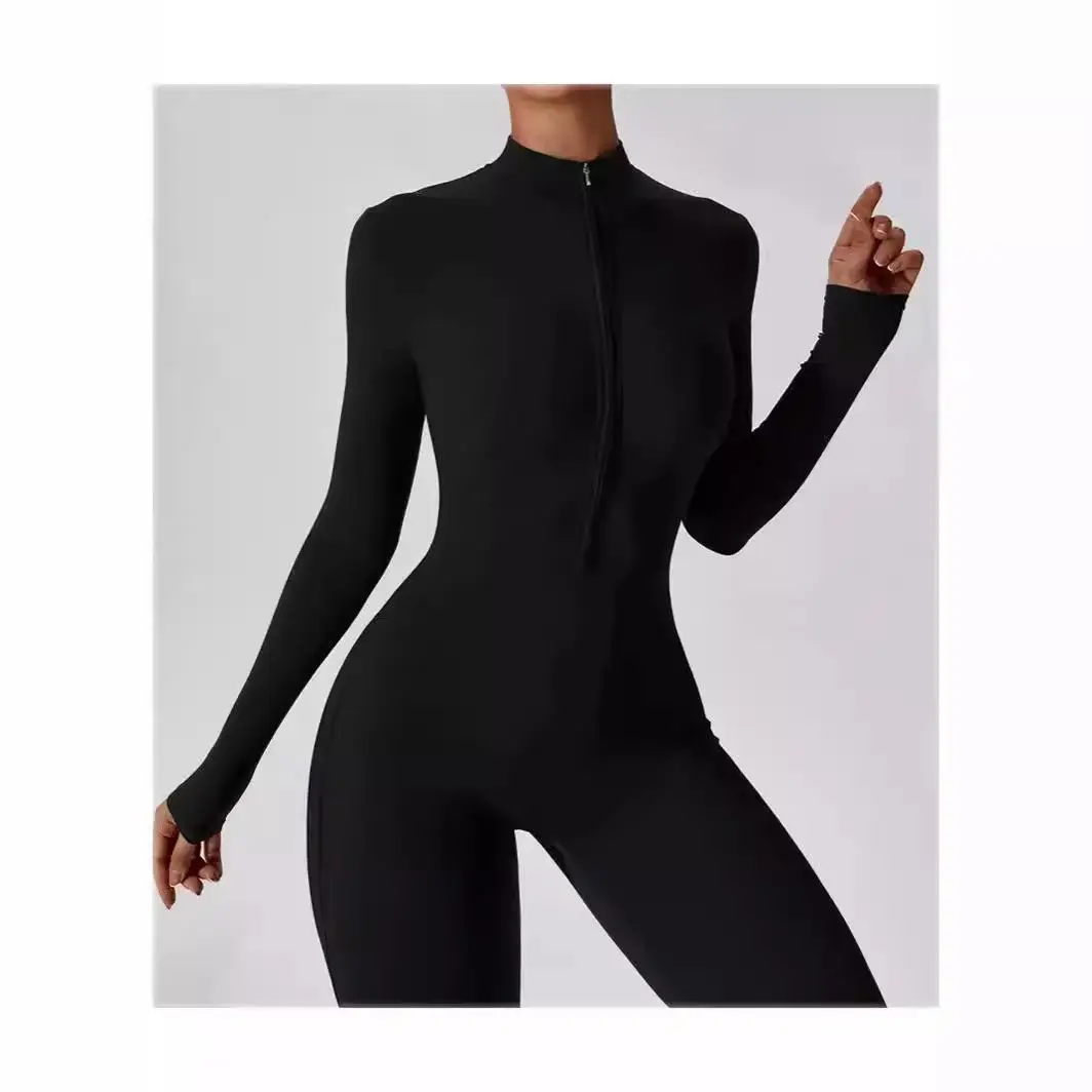 

Длинный комбинезон для йоги на молнии с низкой талией, спортивный женский цельный костюм, лето 2023, нейлоновая ткань из спандекса