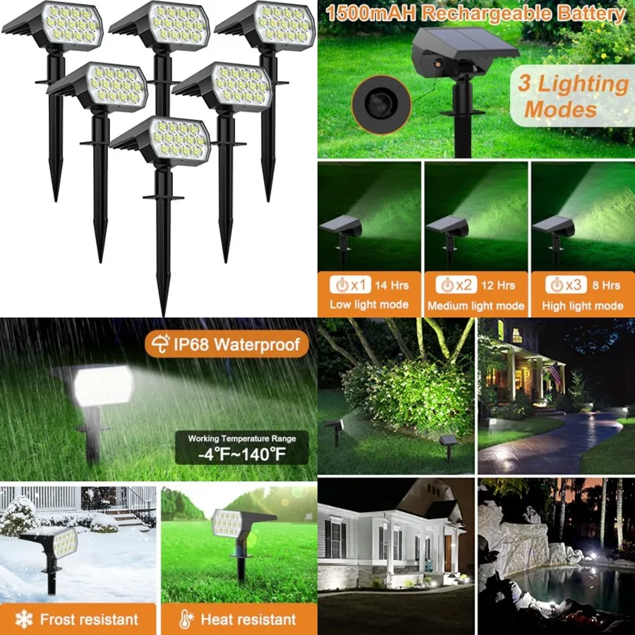 

Solar Spot Lights Outdoor, [/5 LED/3 Modes] Solar Landscape Spotlights, Solar Powered Christmas Halloween Lights, IP68 Waterpro