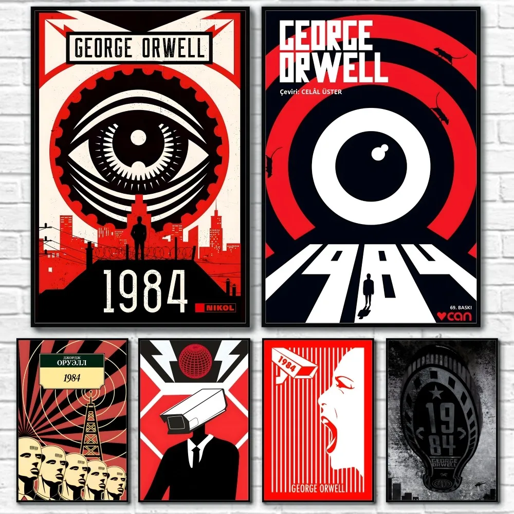 G-George O-Orwell 1984 Classic Movie Retro Poster Sticky Wall Art Printing Waterproof Home Living Bed Room Bar Aesthetic Decor