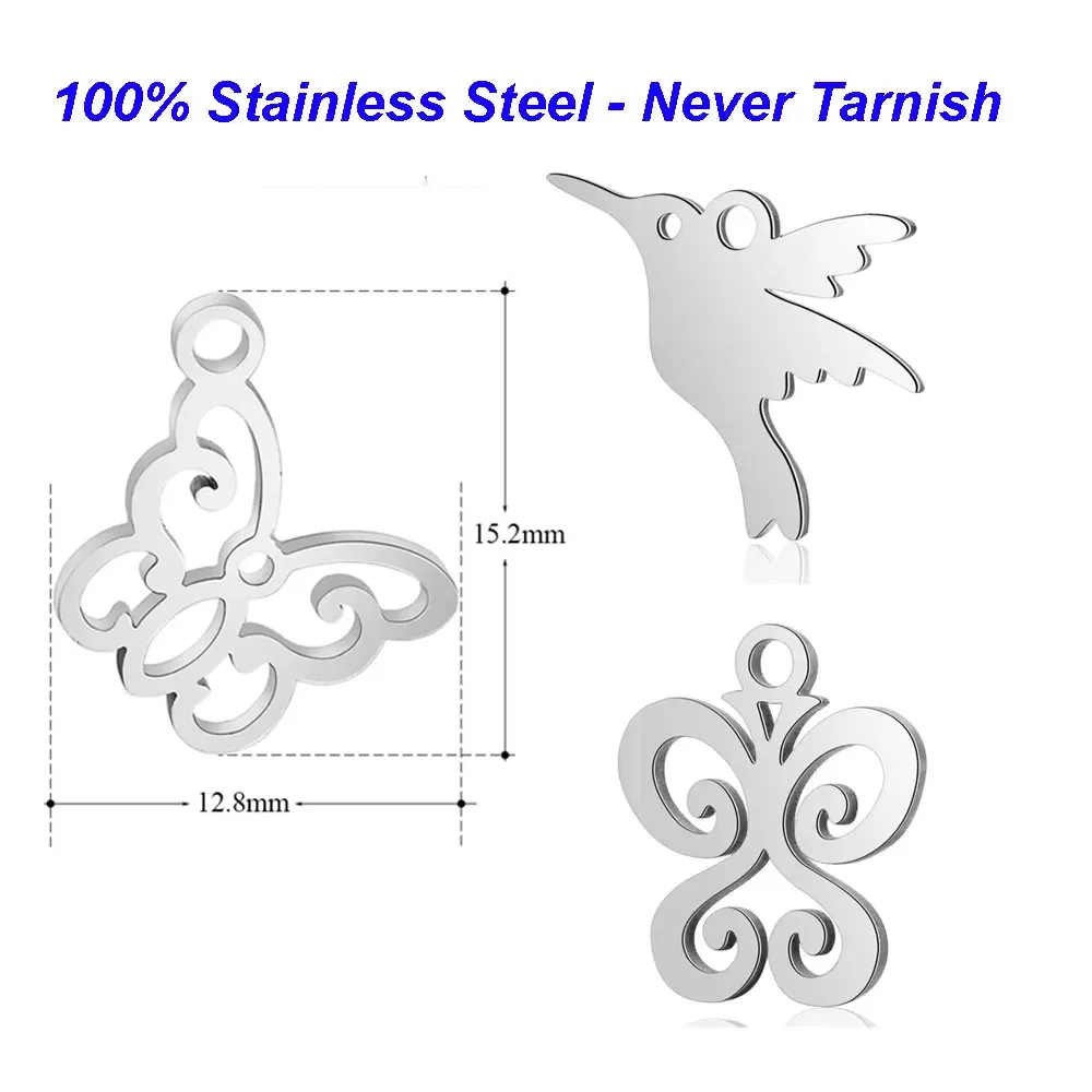 10 sztuk/partia 316 ze stali nierdzewnej kąt skrzydło Charms VNISTAR wysoki połysk Hummingbird Butterfly DIY biżuteria znalezienie dostaw