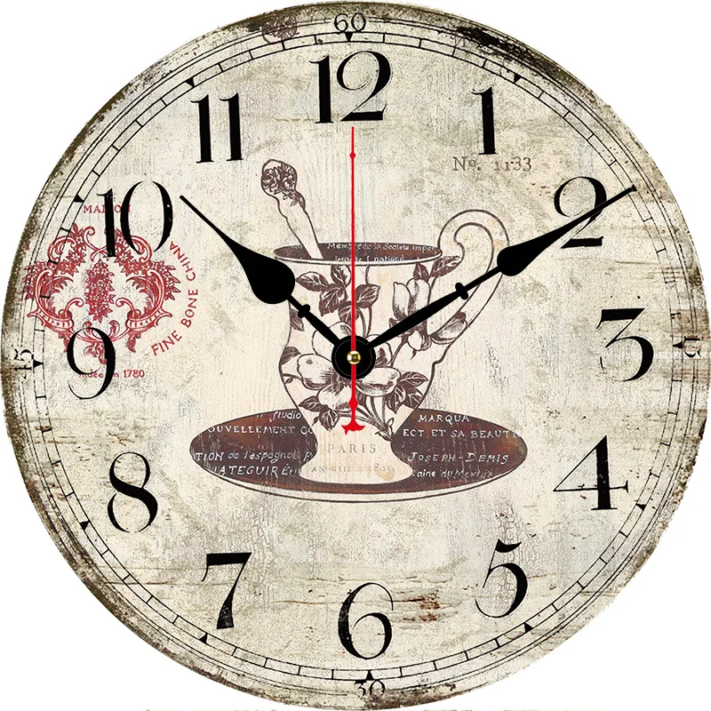 Reloj de pared redondo con diseño de utensilio de cocina Vintage, sala de estar, dormitorio, cocina, decoración del hogar, reloj de pared, reloj de cuarzo silencioso