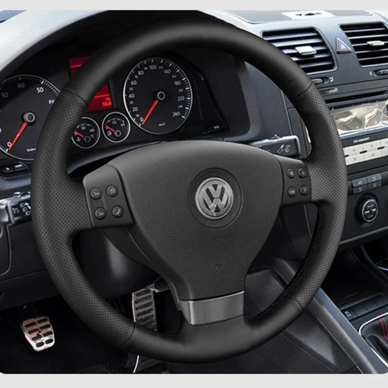 For Volkswagen Golf 5 Mk5 Passat B6 Tiguan 2007 - 2011 Customized Car Steering Wheel Cover Non-slip Hand-stit Car Accessories