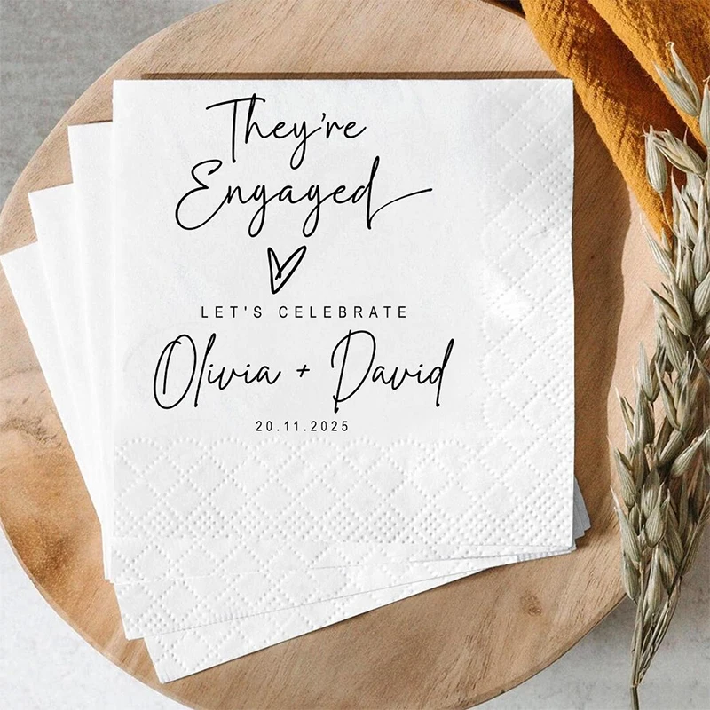 

Салфетки для помолвки на заказ, простые салфетки для свадебной вечеринки, декор для вечеринки, персонализированные украшения для стола