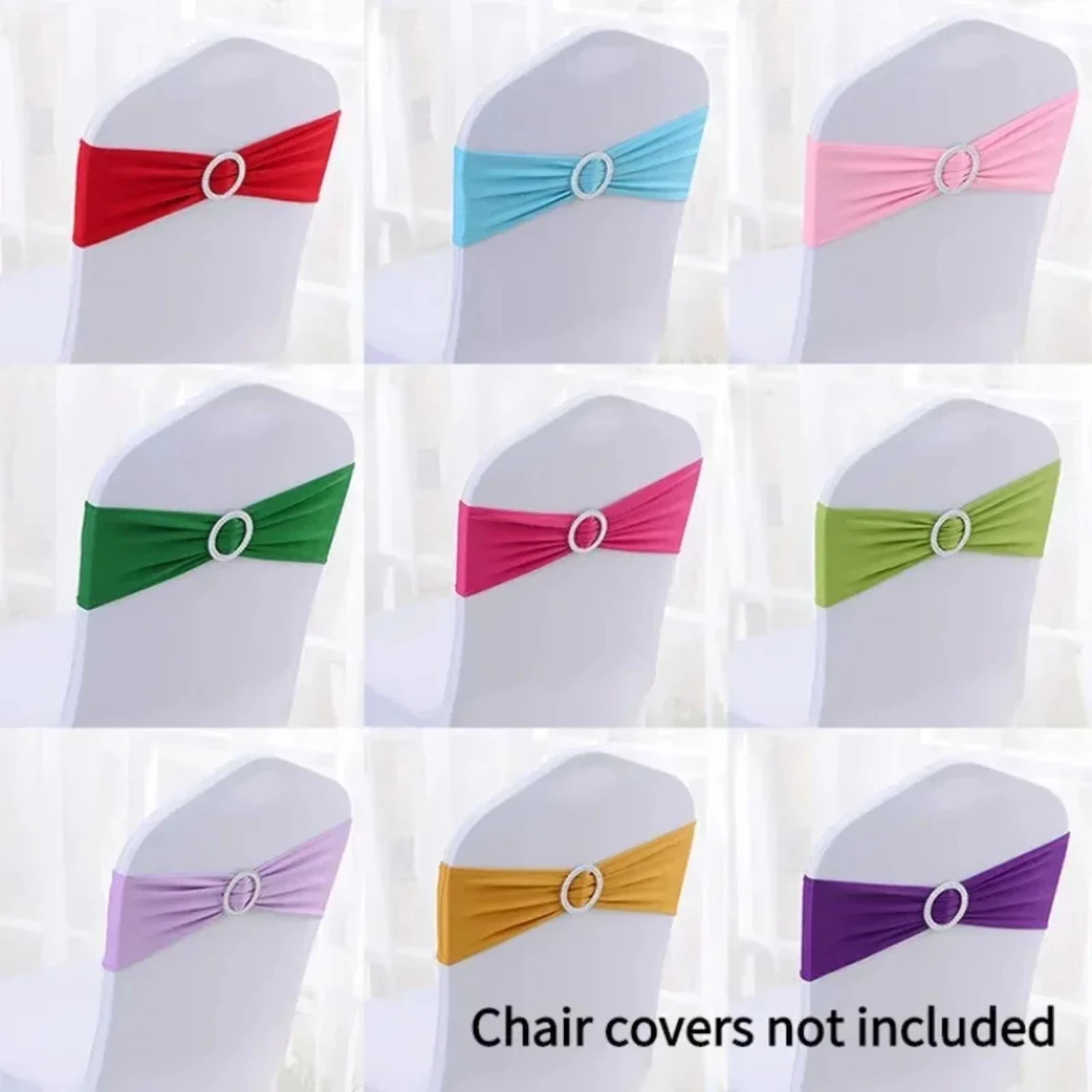 Wholesale Stretch Lycra Spandex Chair Covers Bands with Buckle Slider - Set of 10pcs, Elegant Wedding Decorations, Beautiful Cha