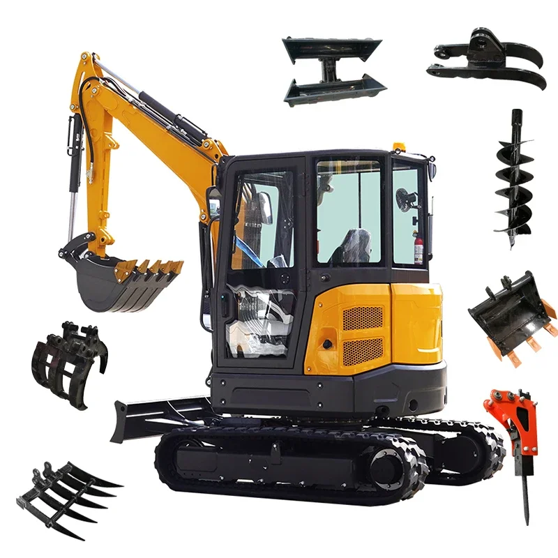 free shipping 3.5ton excavators mini Multifunction excavator used digger machine parts kubota 3ton 7ton bucket excavator