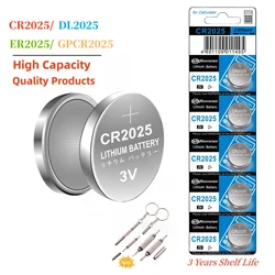 CR2025 3V Lithium Button Coin Cell Batteries Ideal for Key Fob Watches Calculators Thermometers Glucometers and more with gift