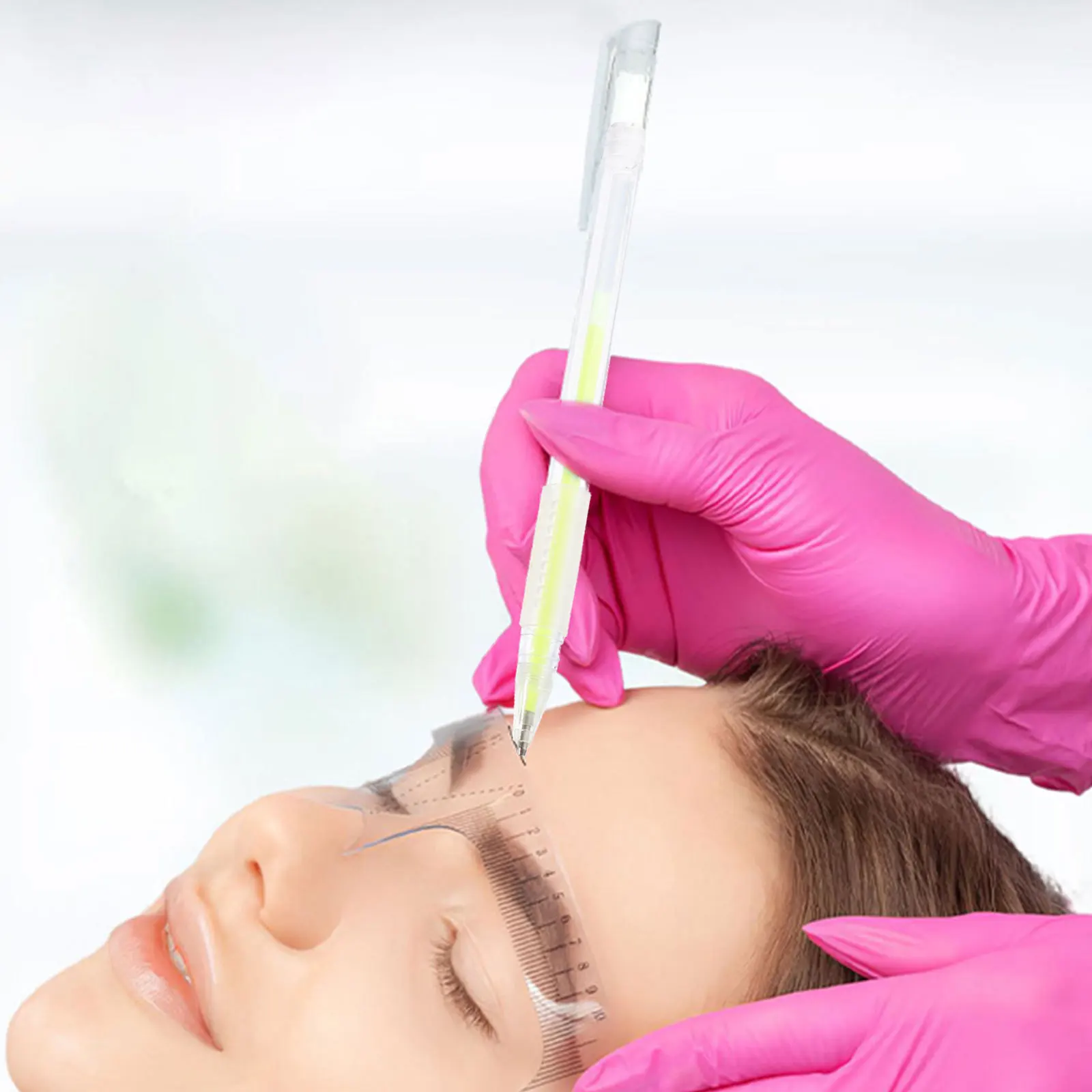 6 قطعة قلم رسم الحواجب أداة وضع علامات على الجلد خطوط نظيفة دقيقة محمولة غير يتلاشى تحديد المواقع الجراحية للحواجب