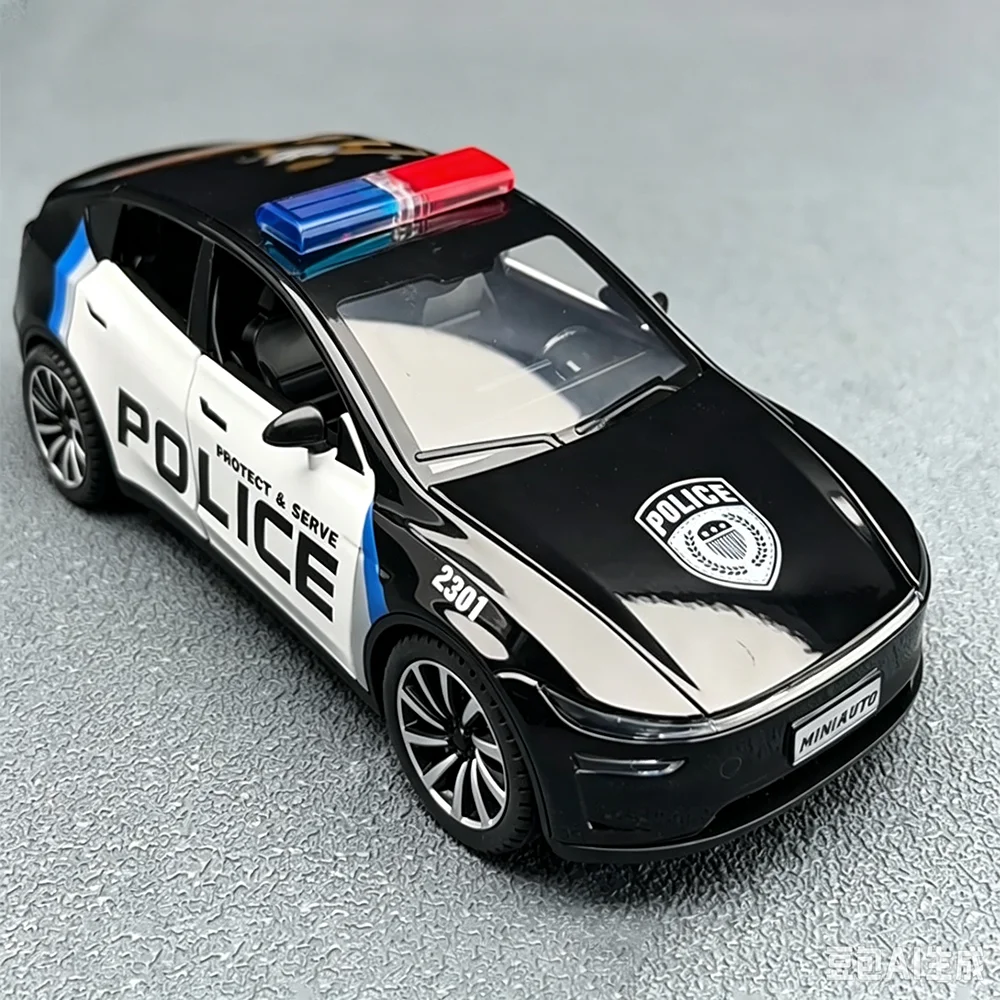 1:24 Y Model Hellcat Police Car Alloy Diecast Toy with Sound Light Pull Back Doors Opened Miniature Models Cars Accessories Gift