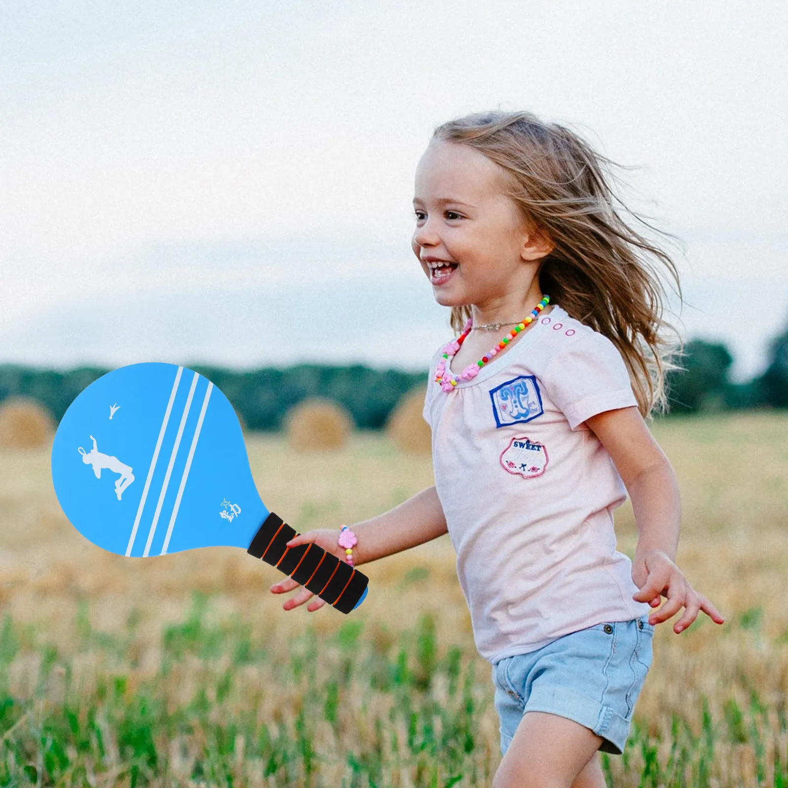 

2Pcs Badminton Rackets Wooden Paddle Lightweight Anti-Skid Handle Kids Outdoor Sports Playing Paddles Set Wood Paddles