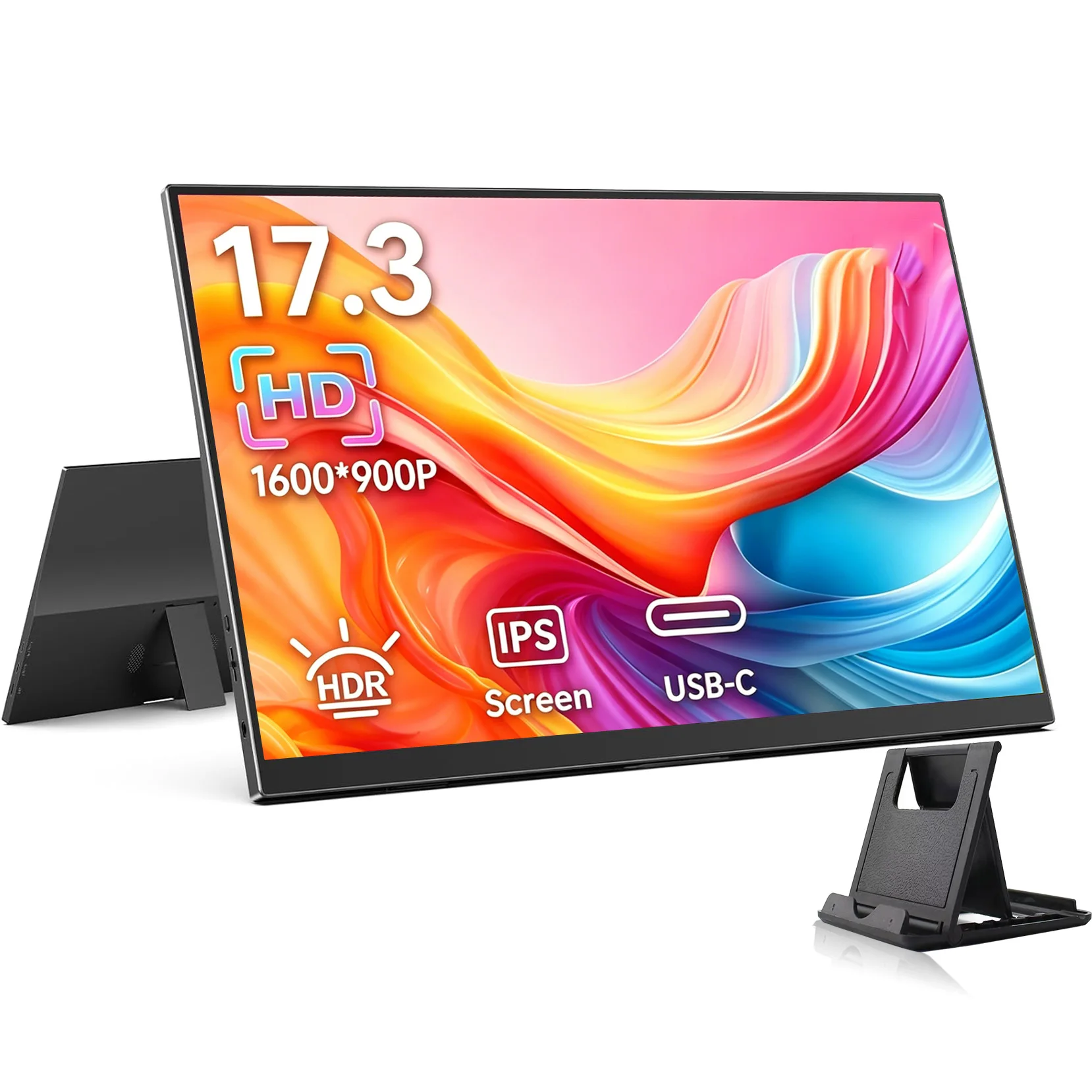 

17.3 Inch Portable Monitors 1600*900P HD IPS 16:9 1000:1 250Nits With Type-C Mini HDMI For Phone Laptop TV PS4/5 XBox Mac Switch