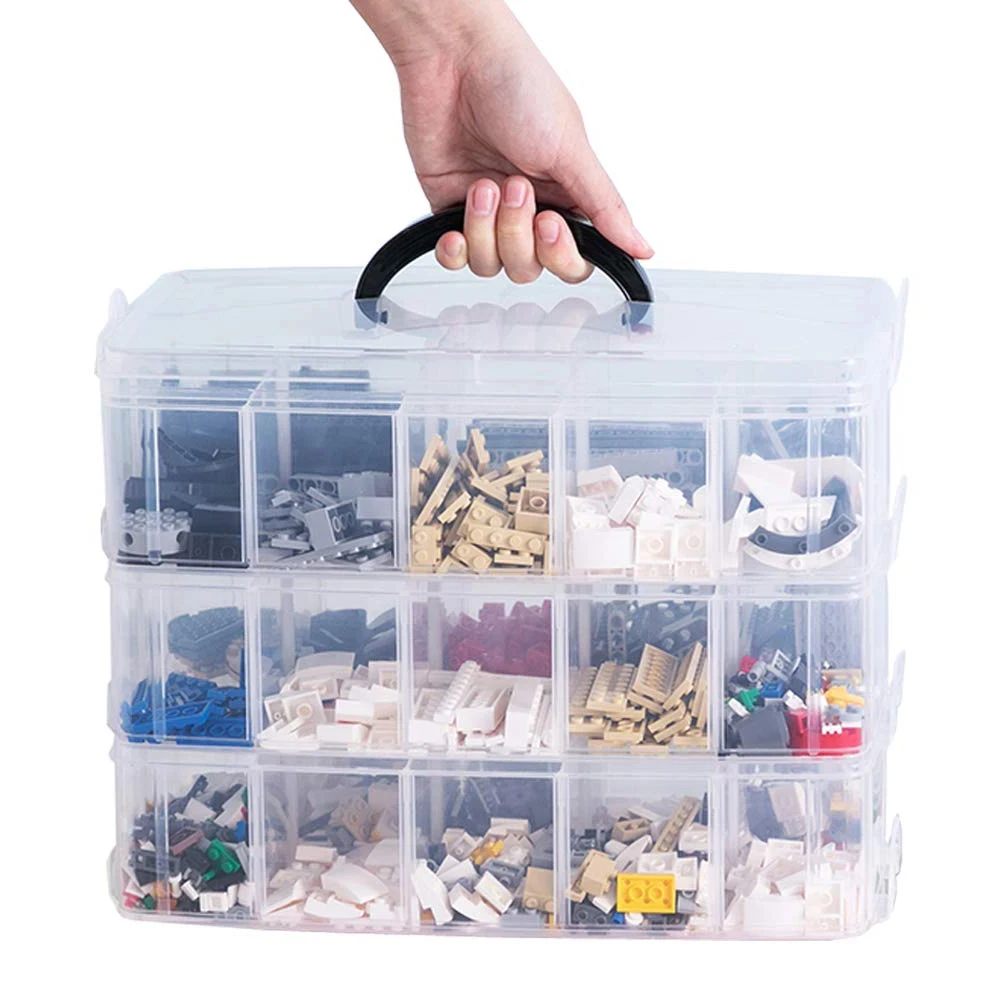 3 Layer 30 Grid Car Model Storage Containers Stackable Craft Storage Box With Handle Bead Organizer For Art,Toy,Washi Tape,Nail