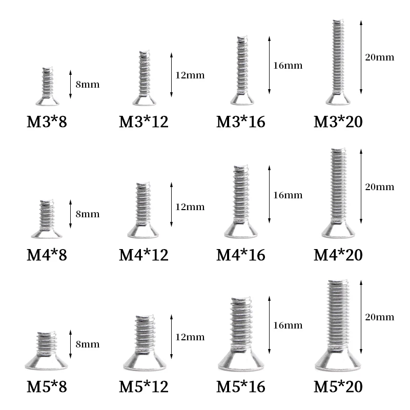 10/30pcs M2 M3 M4 M5 304 Stainless Steel/Black Carbon Steel Hex Hexagon Socket Flat Countersunk Head Allen Bolt Screws