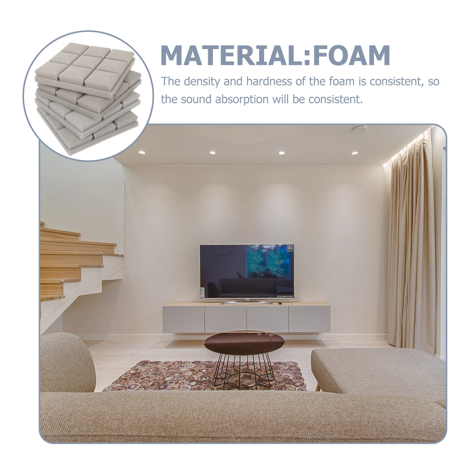 

4Pcs Sound Absorbing Cotton High Density Foam Soundproof Panels for Wall Noise Reduction Acoustic Home Office