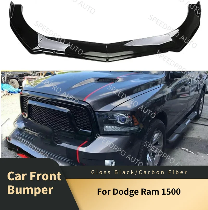 Car Front Bumper Lip For D0dge Ram 1500 Lower Chin Diffuser Spoiler Splitter Body Kit Bumper Lip Protection Guard Black