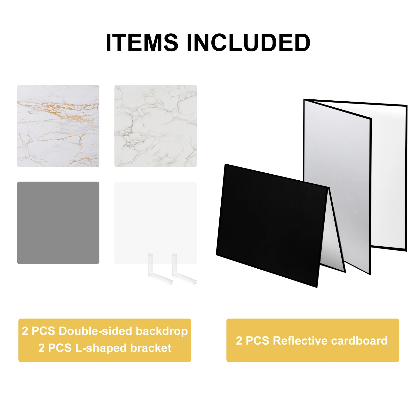 Selens 2-IN-1 42x30 سنتيمتر A3 عاكس قابل للطي من الورق المقوى * 2 + 60x60 سنتيمتر لوحة خلفية محكم على الوجهين * 2 للحياة الساكنة والمنتج والغذاء