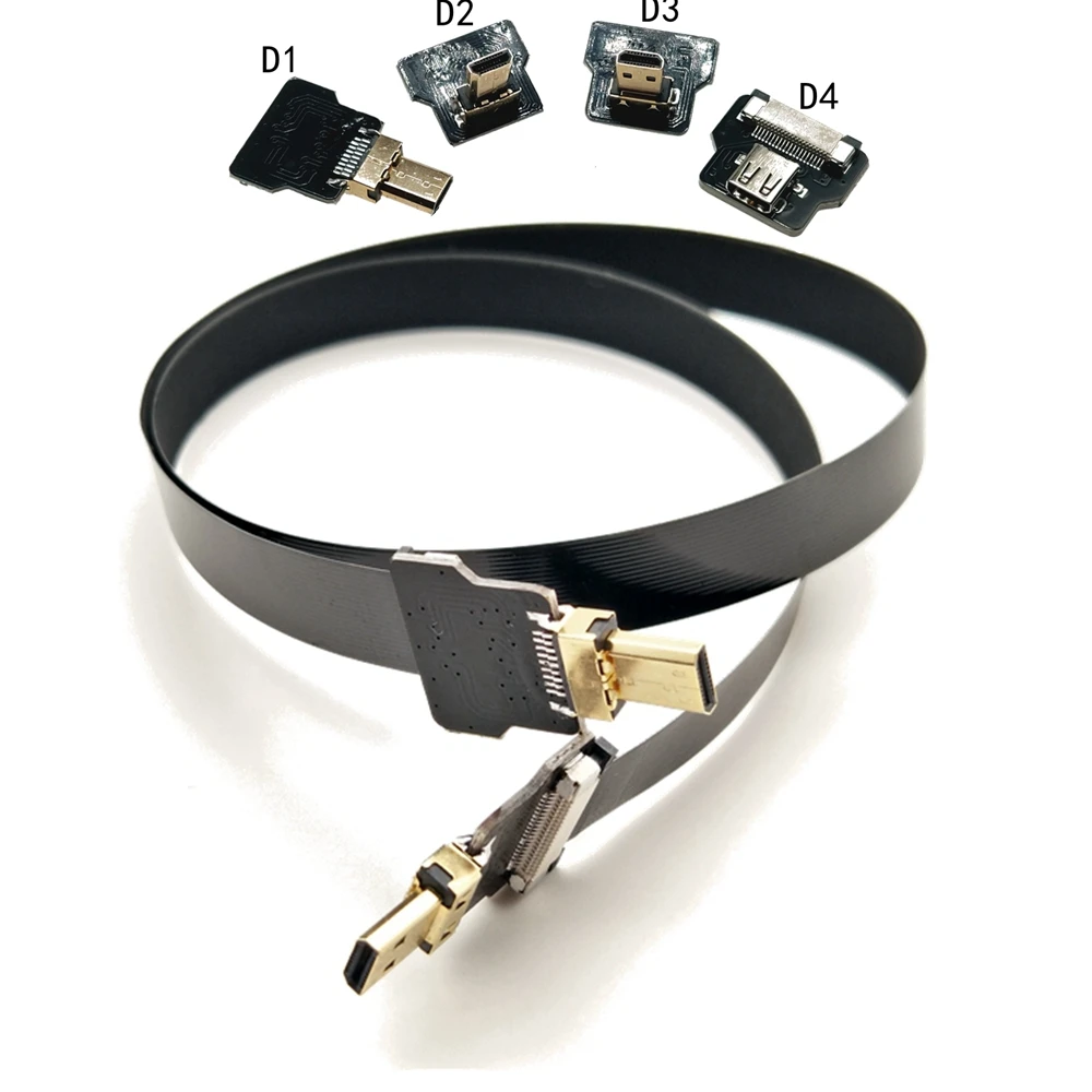HDMI-compatible FPV cable 90-degree HD Micro/Mini adapter, 20-pin flat-pass FPC tape for TV projector, multi-copter aerial photo