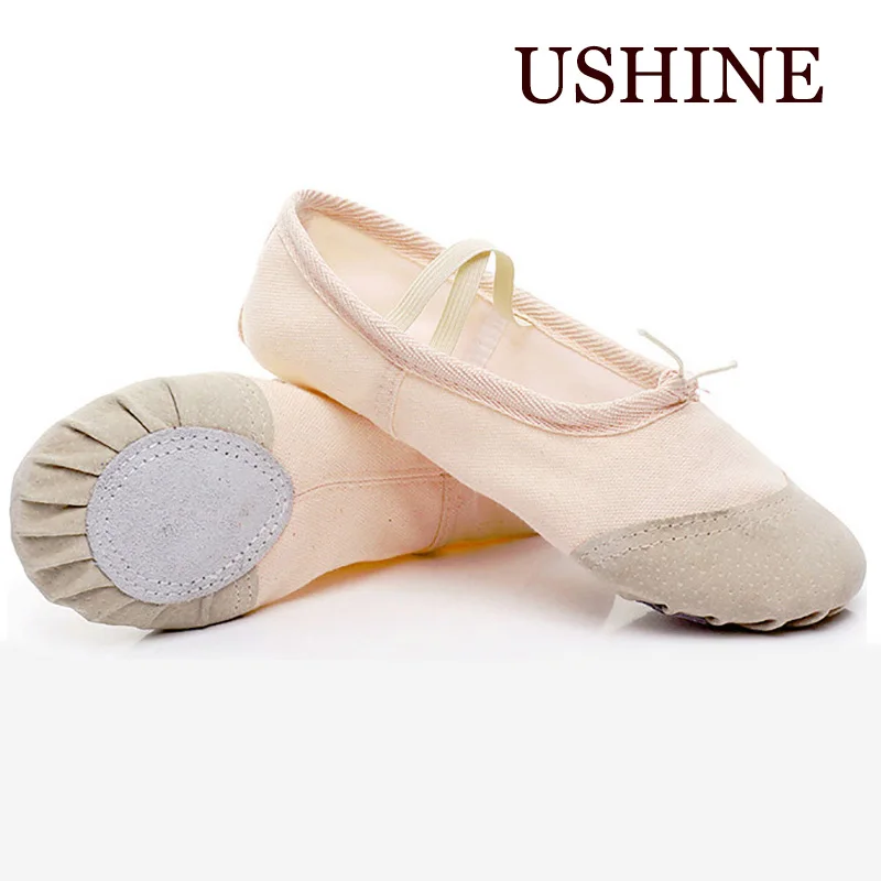 

USHINE Soft Red Black White Pink Kids Girls Flat Yoga Gym Ballet Shoes Women Ballerinas Kids Canvas Shoes