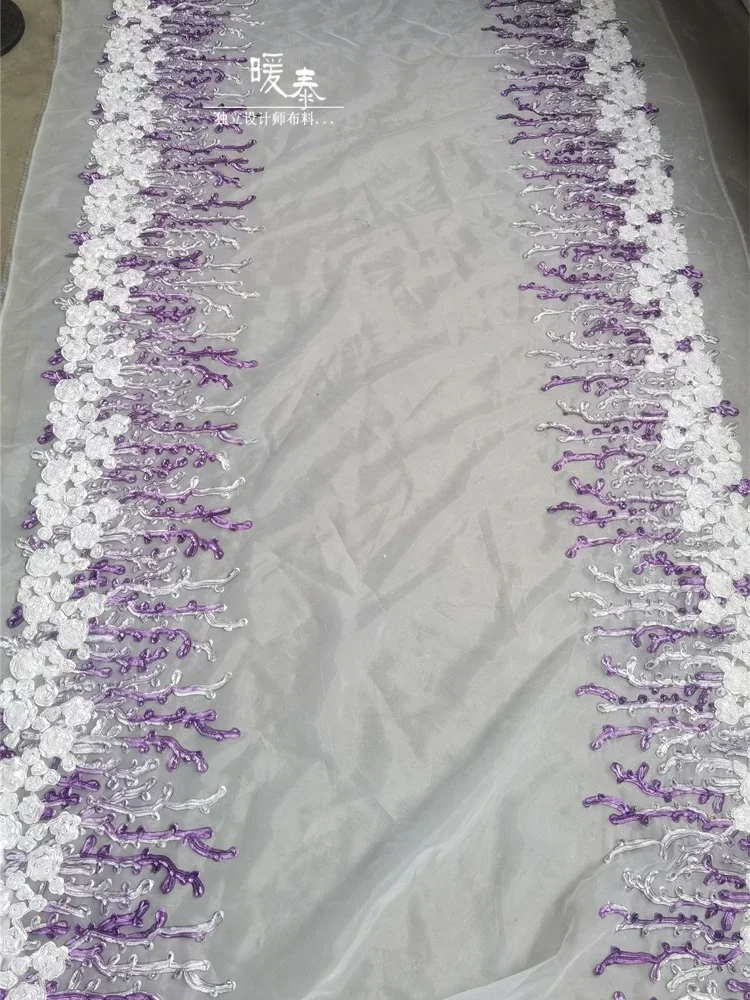 Organza Embroidered Fabric for Diy Sewing Lace Dress Cheongsam Creative Art Decoration Fashion Cloth Wholesale By Meters