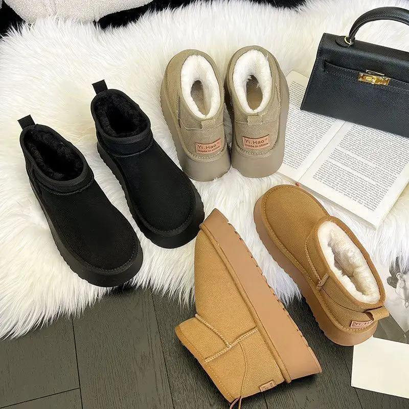 

Women's Winter Snow Boots with Thick Soles Durable, Extra-Thick Outer Layer Thickened for Warmth Anti-Slip Cotton-Lined Footwear