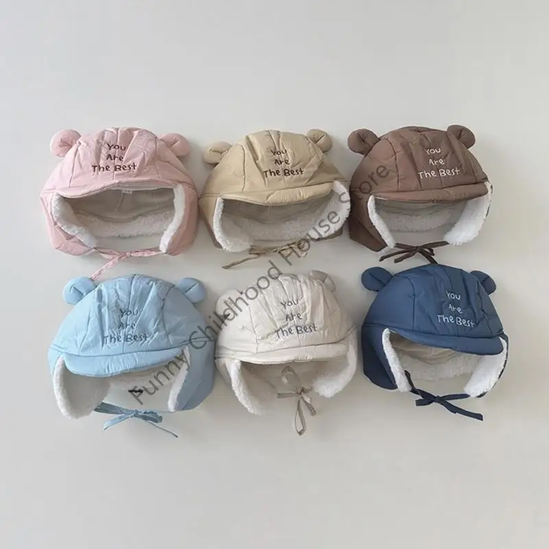 D0LA 유아 추운 날씨 모자 Rapiddry 면 혼합 귀 보안 모자 48-53cm