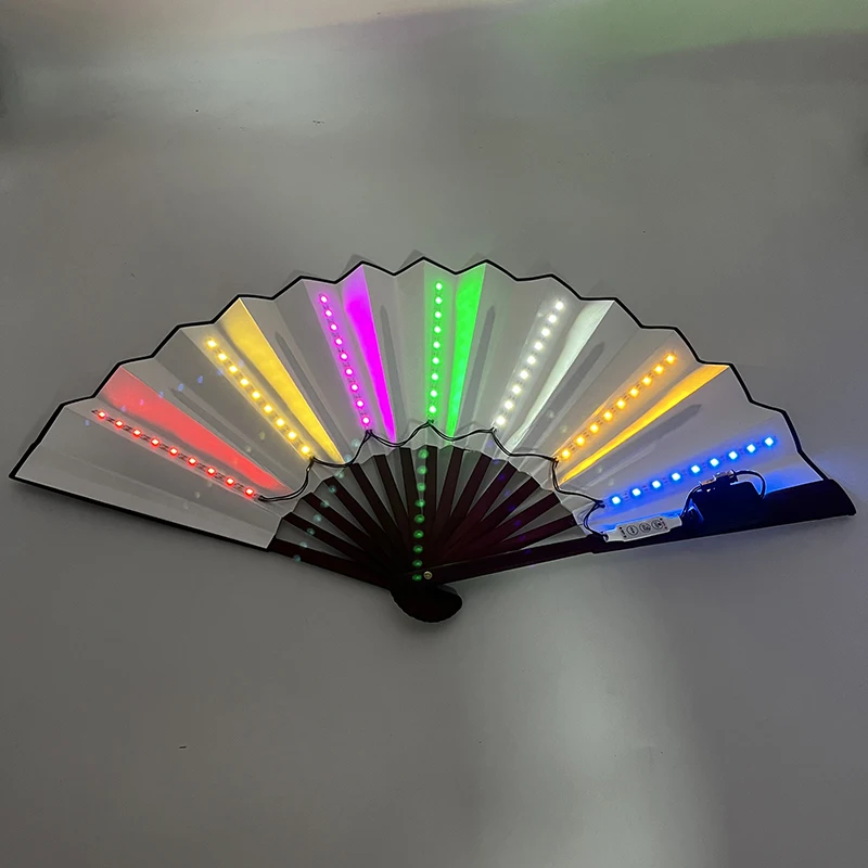 10/13 Zoll Leuchtender Handfaltfächer Hochzeitsgeschenke Fächer mit LED-Lichtern Verschiedene Stile Leuchtende Festival-Fächer Bar-Requisiten – Detail 18