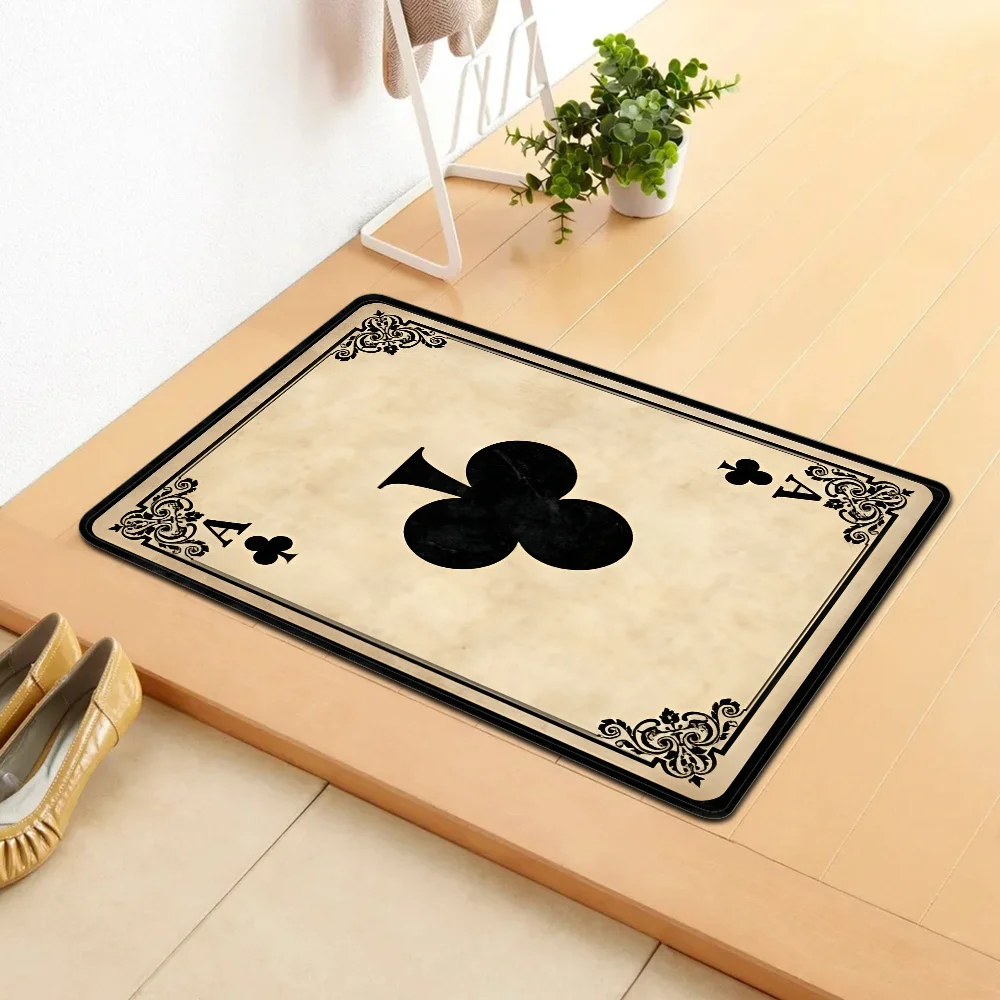 Tufting-Poker Card Floor Mat Bathroom Mat Kids Room Bedroom Decoration Balcony Anti-Slip Doormat Living Room Welcome Rug