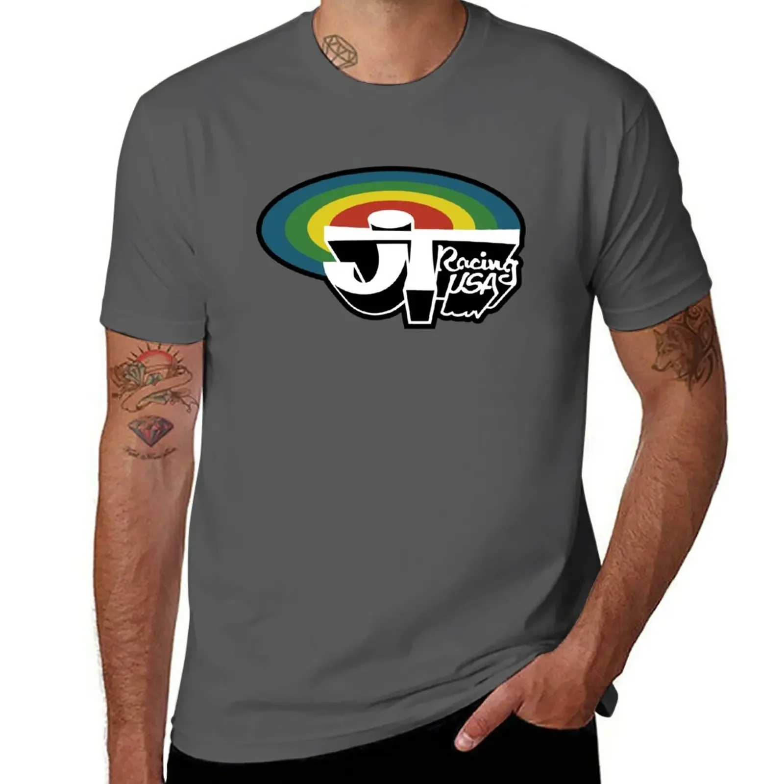 Summer top men New JT Racing USA Rainbow - Old school BMX T-Shirt graphic t shirts oversized men clothing harajuku style funny