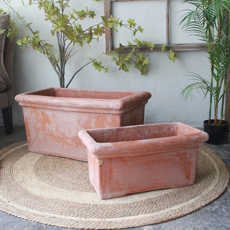 Long pot Long pot Square red Growing vegetable Flower slot Flower box Small olive foreign trade American pottery