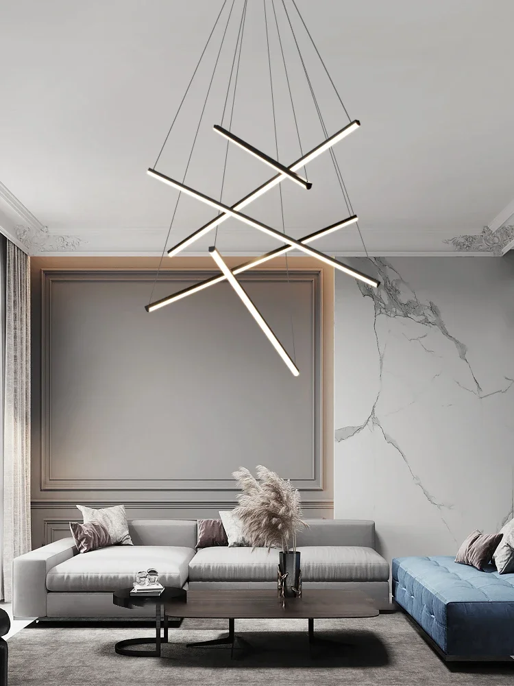 2025 Staircase Chandelier Modern Minimalist Duplex Building Apartment Living Room Main Light Restaurant Villa Hall Line Led Lamp