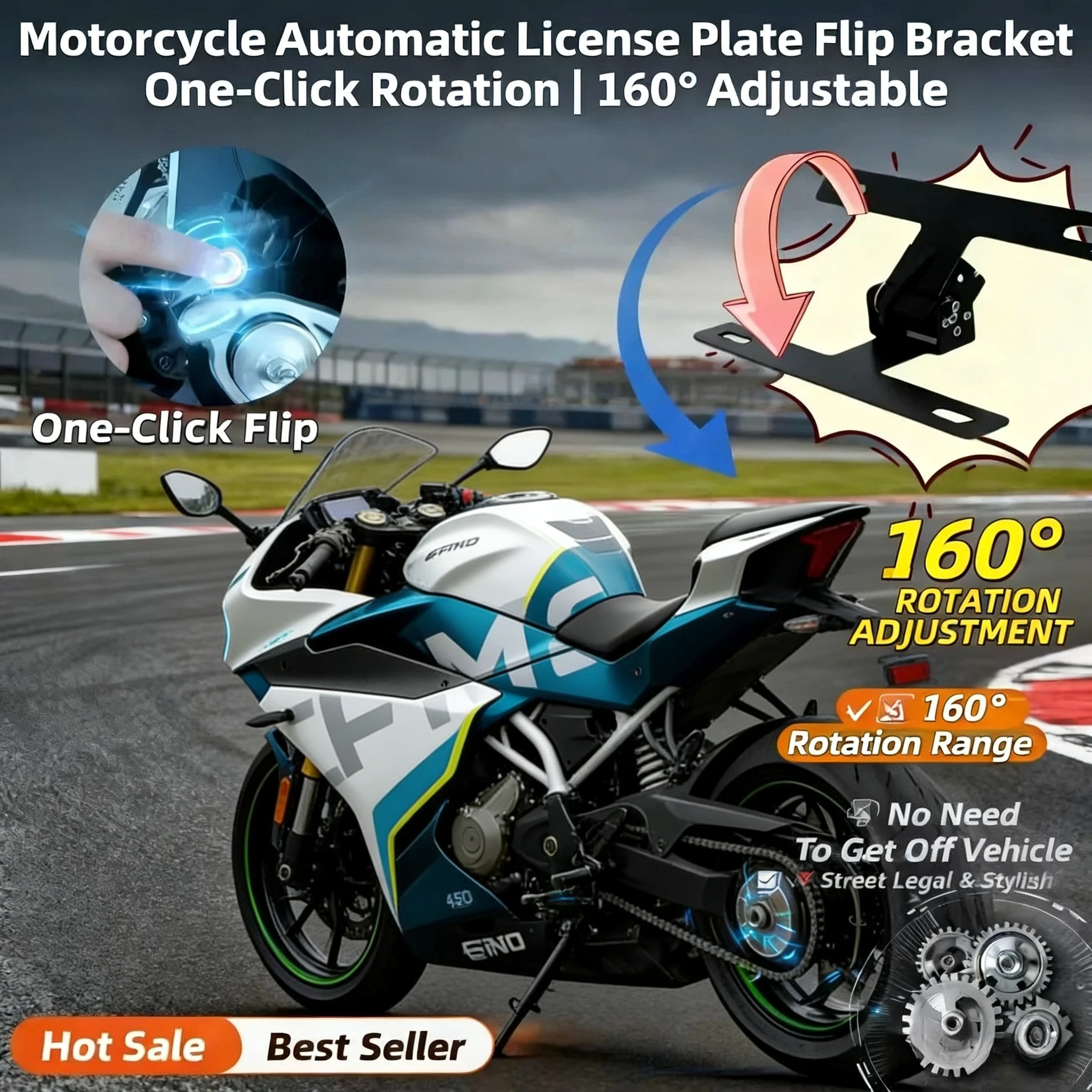 

Для CFMOTO 450sr 675SR-S номерной знак премиум-класса, регулируемый переключатель номерного знака, кронштейн для номерного знака без усилий