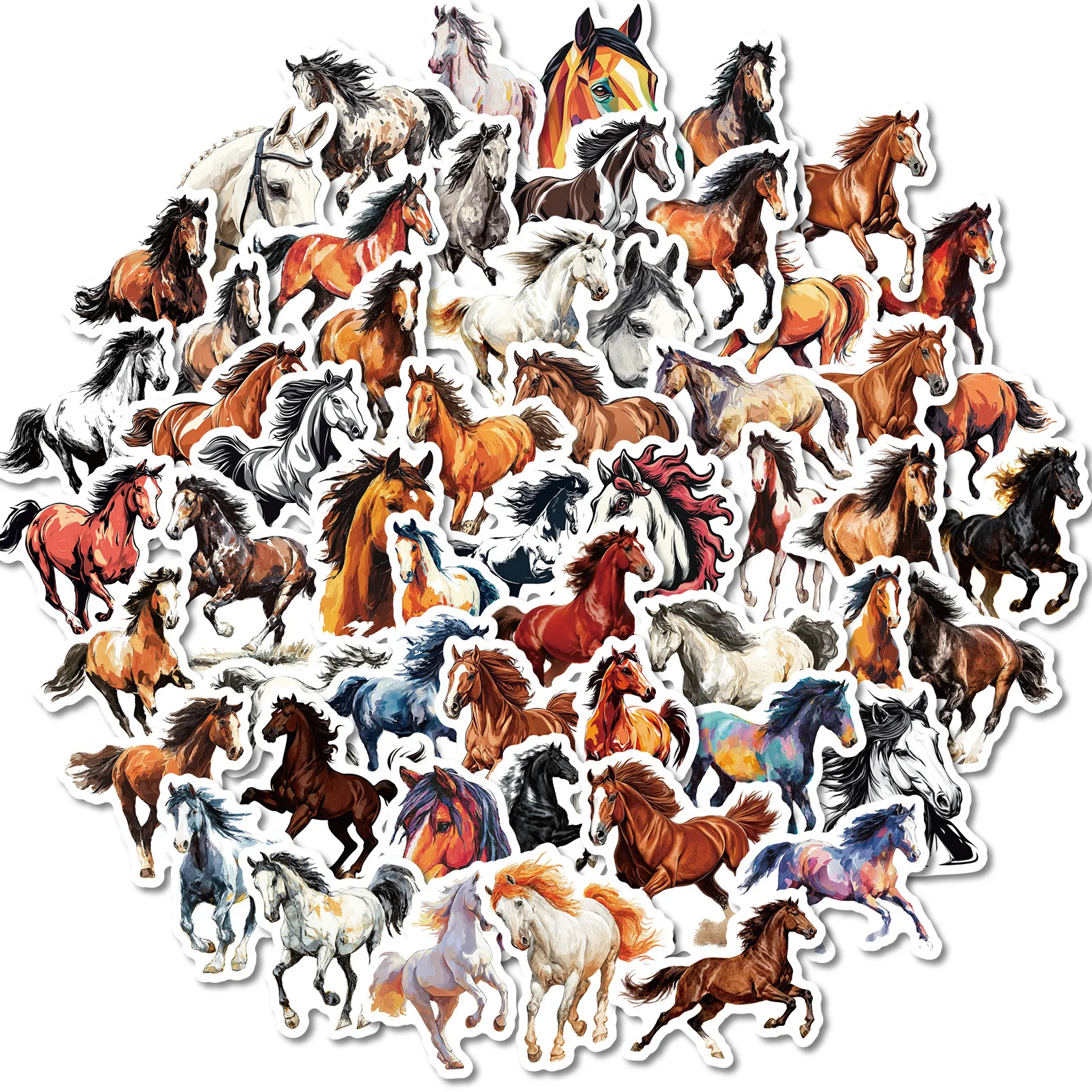 สติกเกอร์ลายการ์ตูนรูปม้า 56 ชิ้น สไตล์กราฟฟิตี้ ตกแต่งเท่ๆ สำหรับสมุดโน้ต มอเตอร์ไซค์ จักรยาน กันน้ำ ของเล่น ของขวัญ