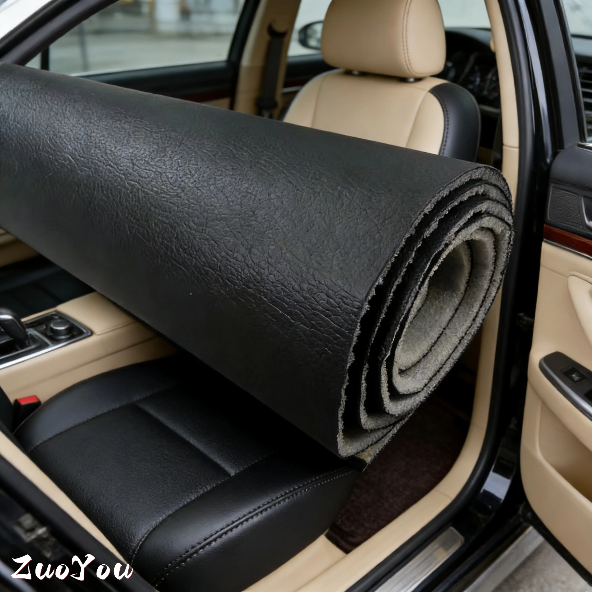 

Car Roof Leather Repair Fabric with Sponge Backing Auto Headliner Canopy Cloth for Interior Upholstery Modification Foam Leather
