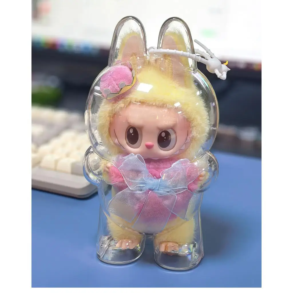 For Labubu Fall in Wild transparent protective case Storage For Plush Dolls Display Bag No Doll Portable Cable Organizer Box