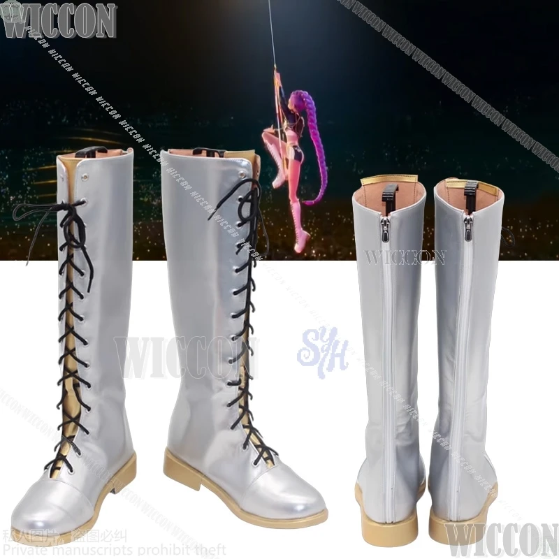 

Kpop Demon Rumi 코스프레 Shoes GOLDEN Korea Idol Stage Silvery White Fashion Boots Halloween Party Girls Cosplay Carnival Outfit Cos