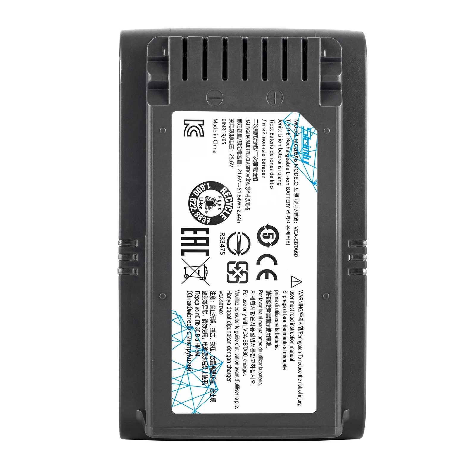 VCA-SBTA60 Vacuum Cleaner Battery For Samsung Jet 60 Turbo,Jet 75E Complete,VS15A6031R4 VS15A6031R5 VS20B75ACR5 VS20B75ADR5