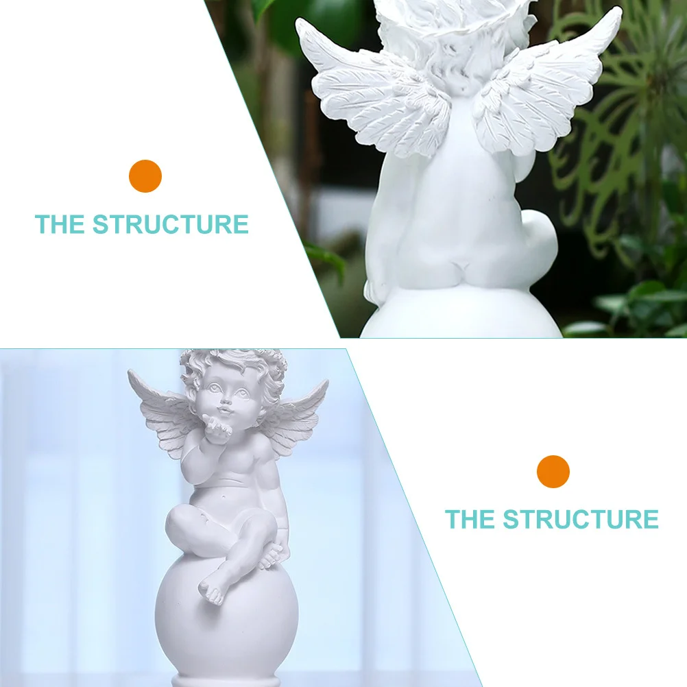 

Angel Sitting Ornament Resin Statue Home Garden Decoration Cute Angel Decor Lovely Resin Craft Angels Figurines
