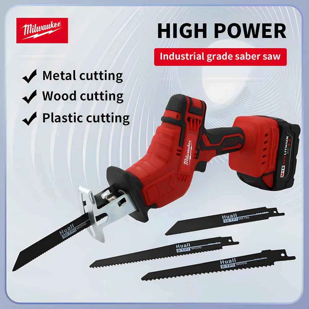 Milwaukee Cordless Reciprocating 18V Battery Electric Saw Horse Knife Saw Metal Pipe Cutting Handheld Power Tools Multifunctiona