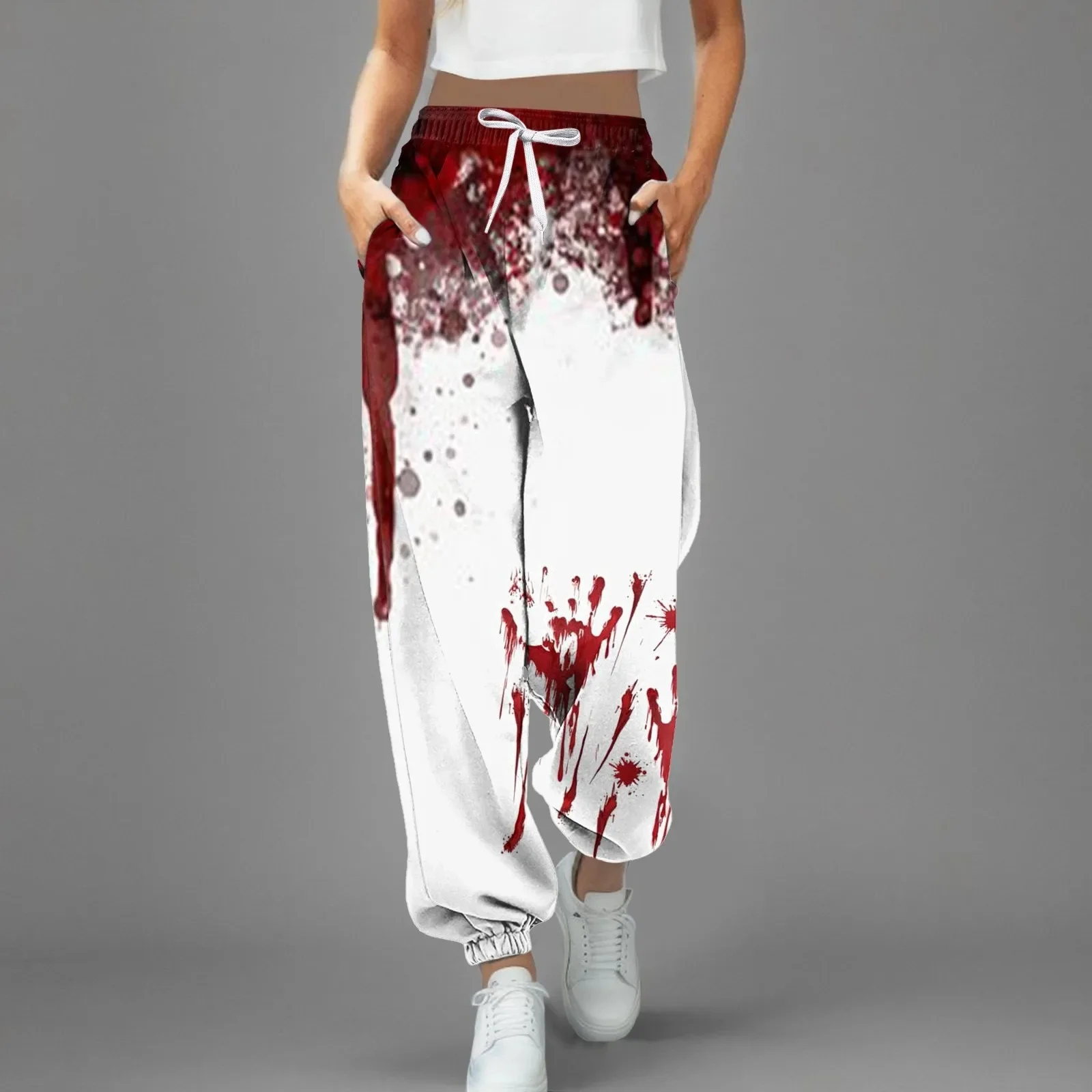 2026 New Men's and Women's Blood Stained Printed Pants, Comfortable Breathable Tight Pants, Fashionable Halloween Costume Pants