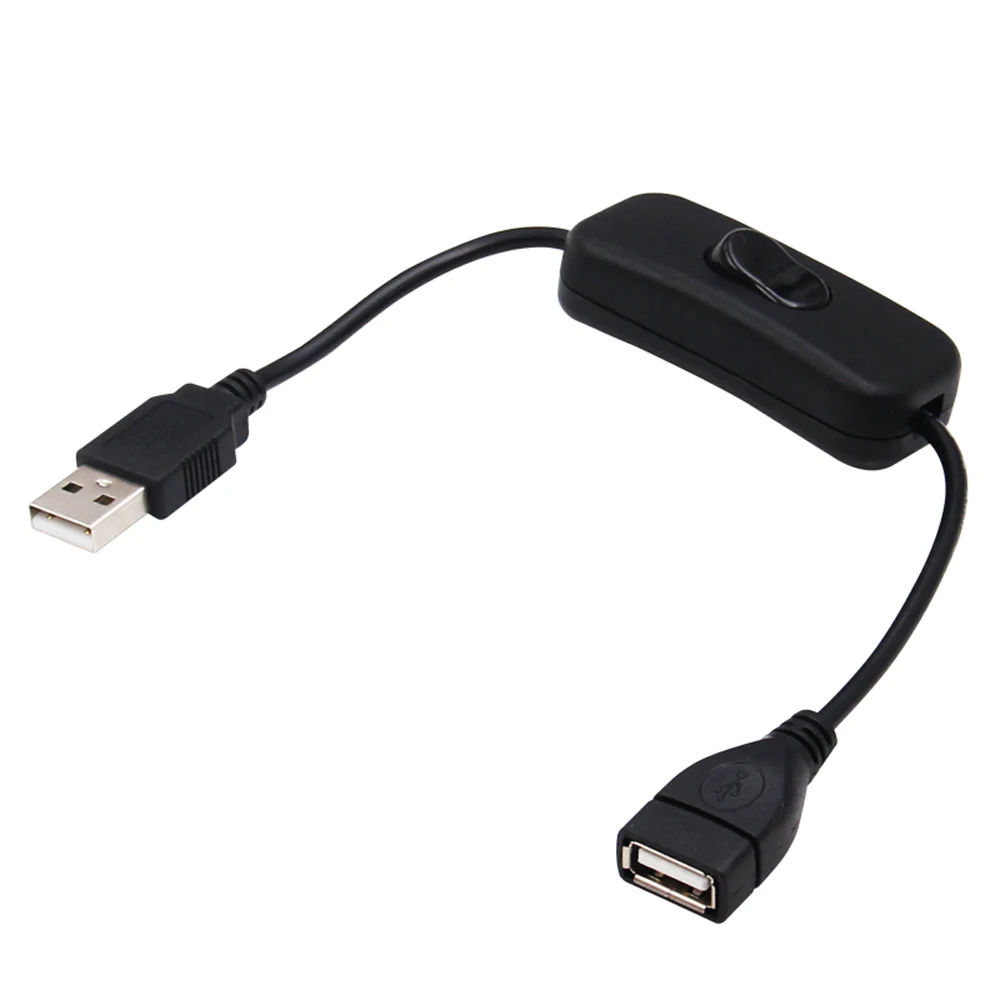 High quality 28cm Black USB Cable Male to Female with Switch ON/OFF Cable Extension Toggle for USB Lamp USB Fan USB Power Line