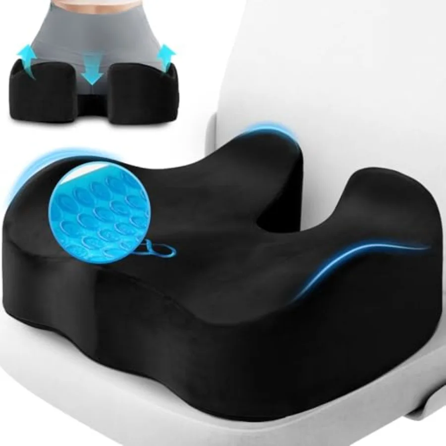 

Гелевая подушка для сиденья, подушка для офисного кресла, с противоскользящим основанием и съемным чехлом, для снятия боли в копчике, с эффектом памяти