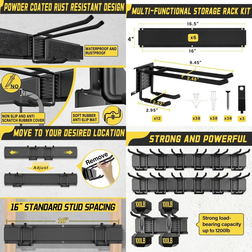 

21-Compartment Wall Mount Garage Organizer, Holds 1200 lbs, 99in Long, Spacious Storage, Easy Setup, Durable Design for Efficien
