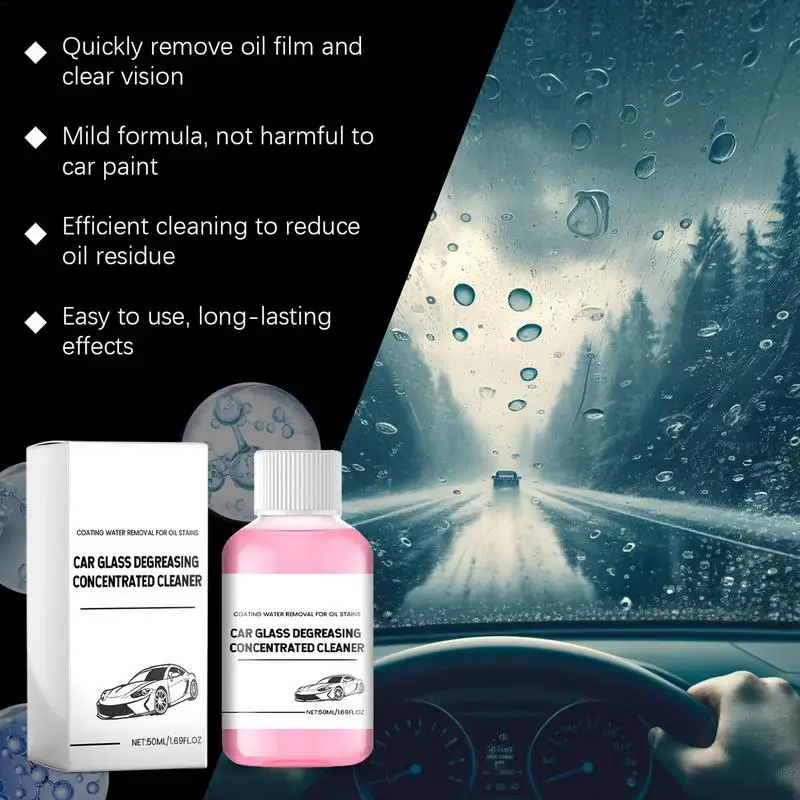 Car Glass Cleaner Car Glass Oil Film Remover 50ml Windshield Glass Cleaner Professional Glass Cleaner For Windshield Glass