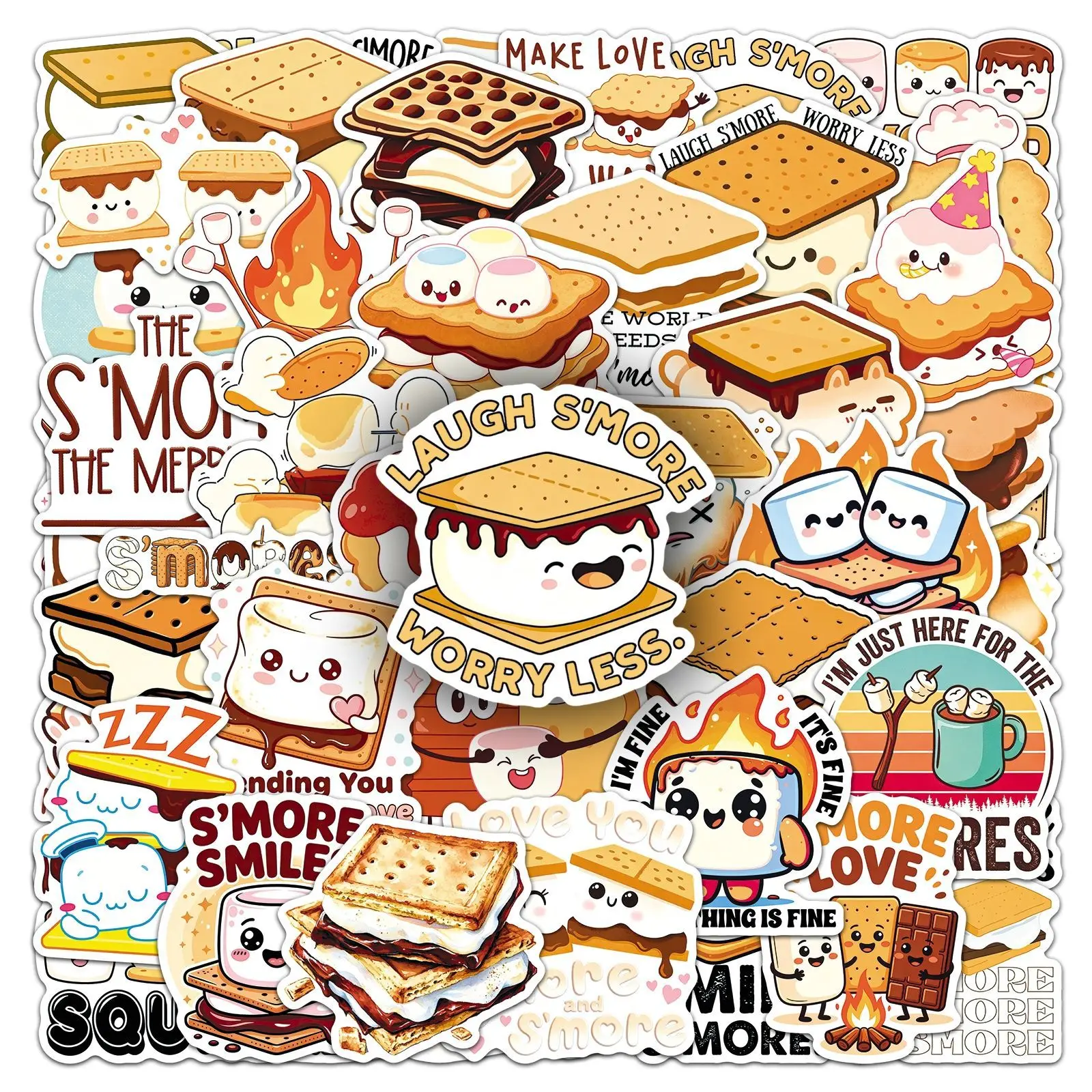 Luggage - 50 autocollants S'mores Graffiti, mignons, à