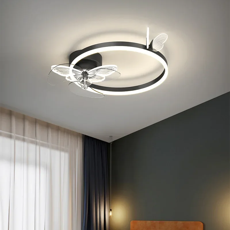 Butterfly Art Fan Lamp Modern Simple Lighting for Living Room Bedroom Design Fashionable Ceiling Light Home Decoration